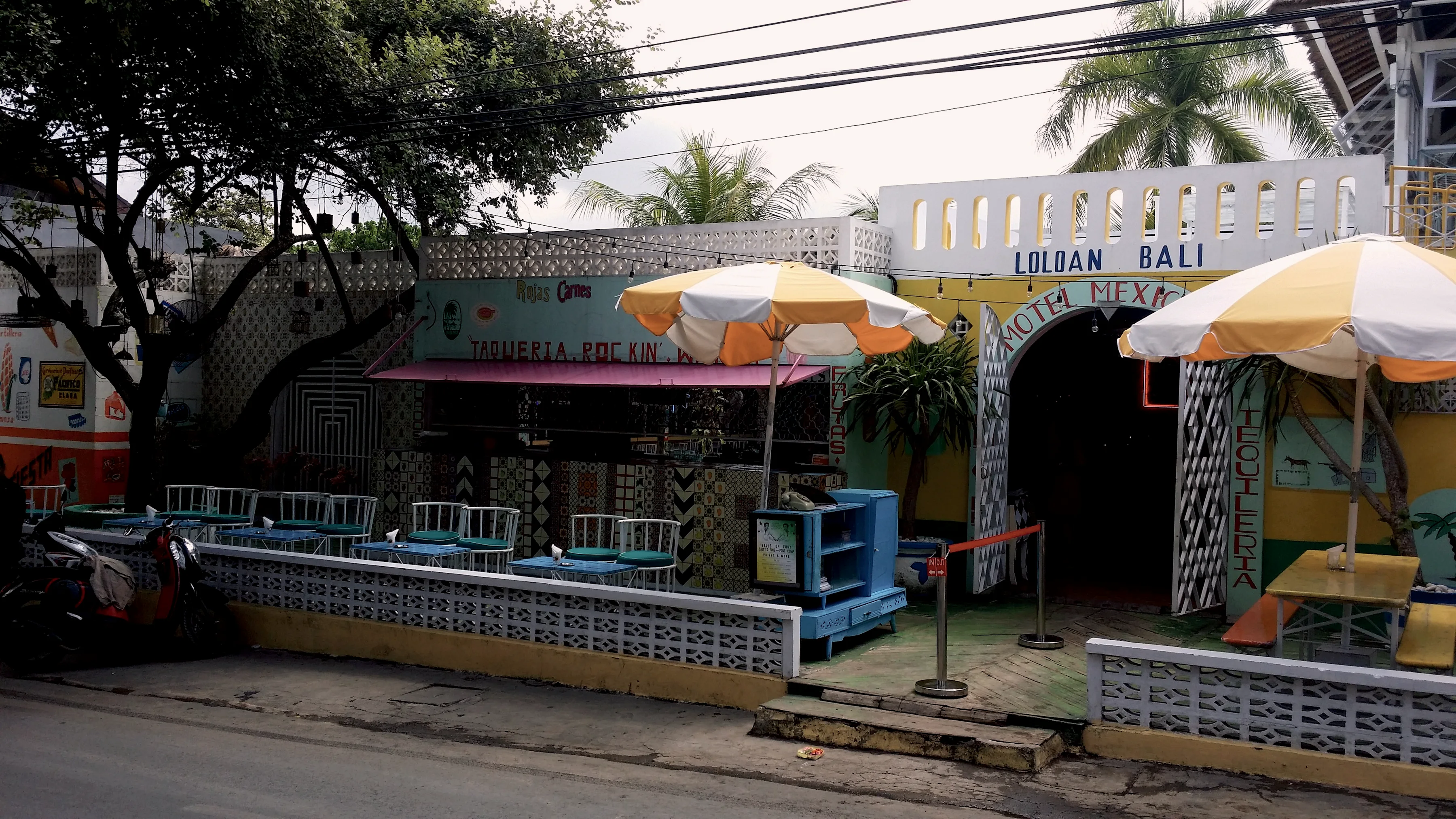 The painted front of Motel Mexicola in Seminyak