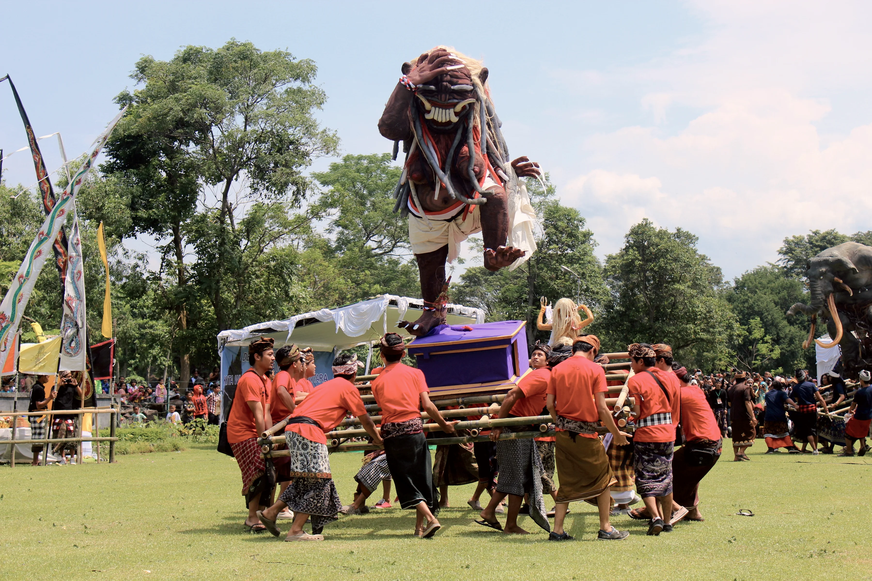 An ogoh-ogoh effigy carried before Nyepi
