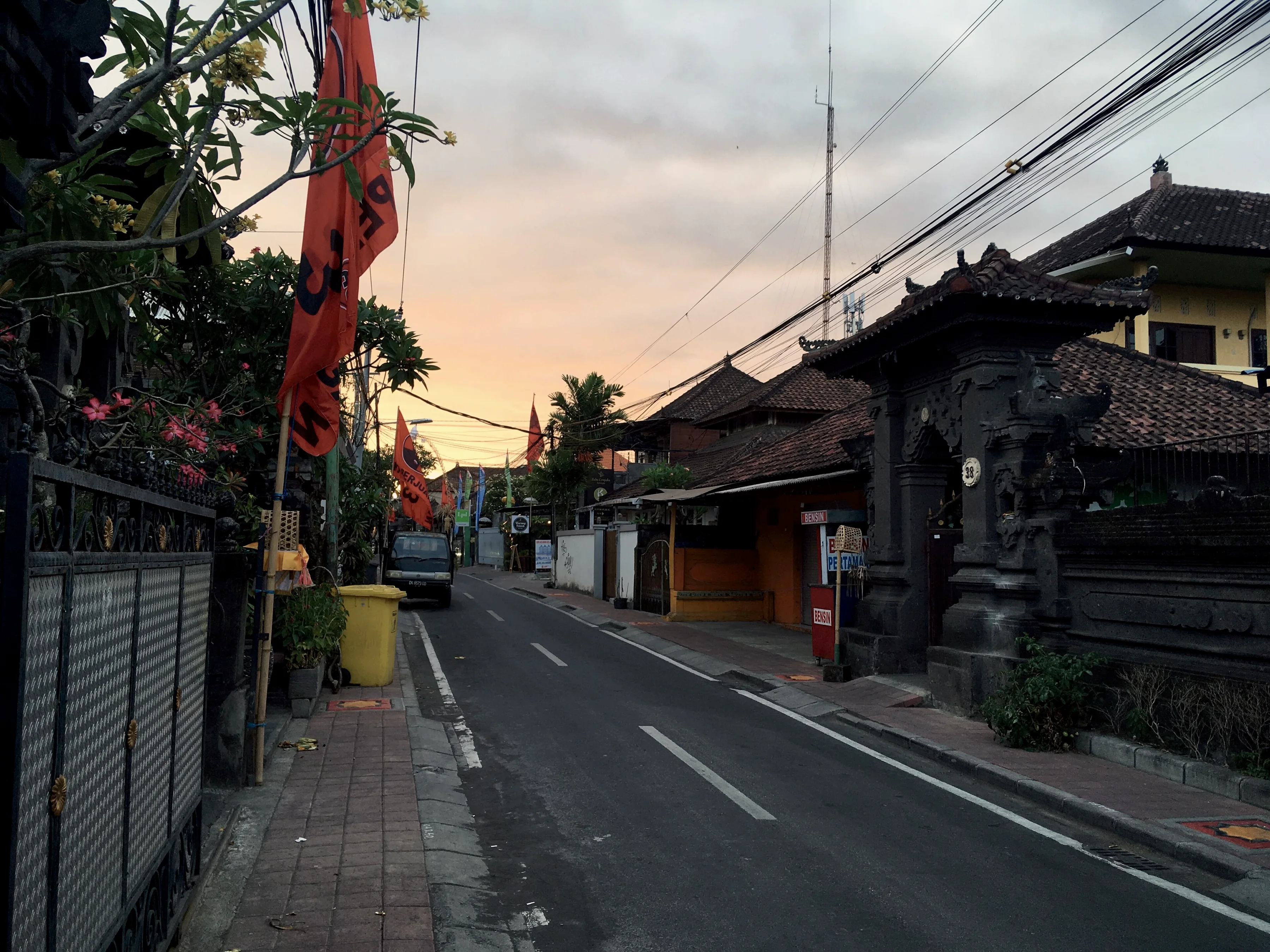 A Seminyak lane lined with temple gates